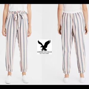 Ae High-Waisted Striped Paperbag Jogger Sz L